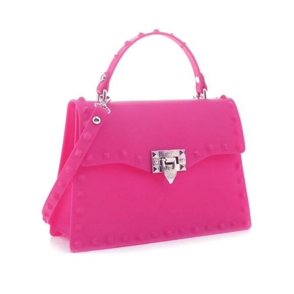 Emperia Studded Jelly Crossbody Bag Magenta Pink - Picture 2 of 4